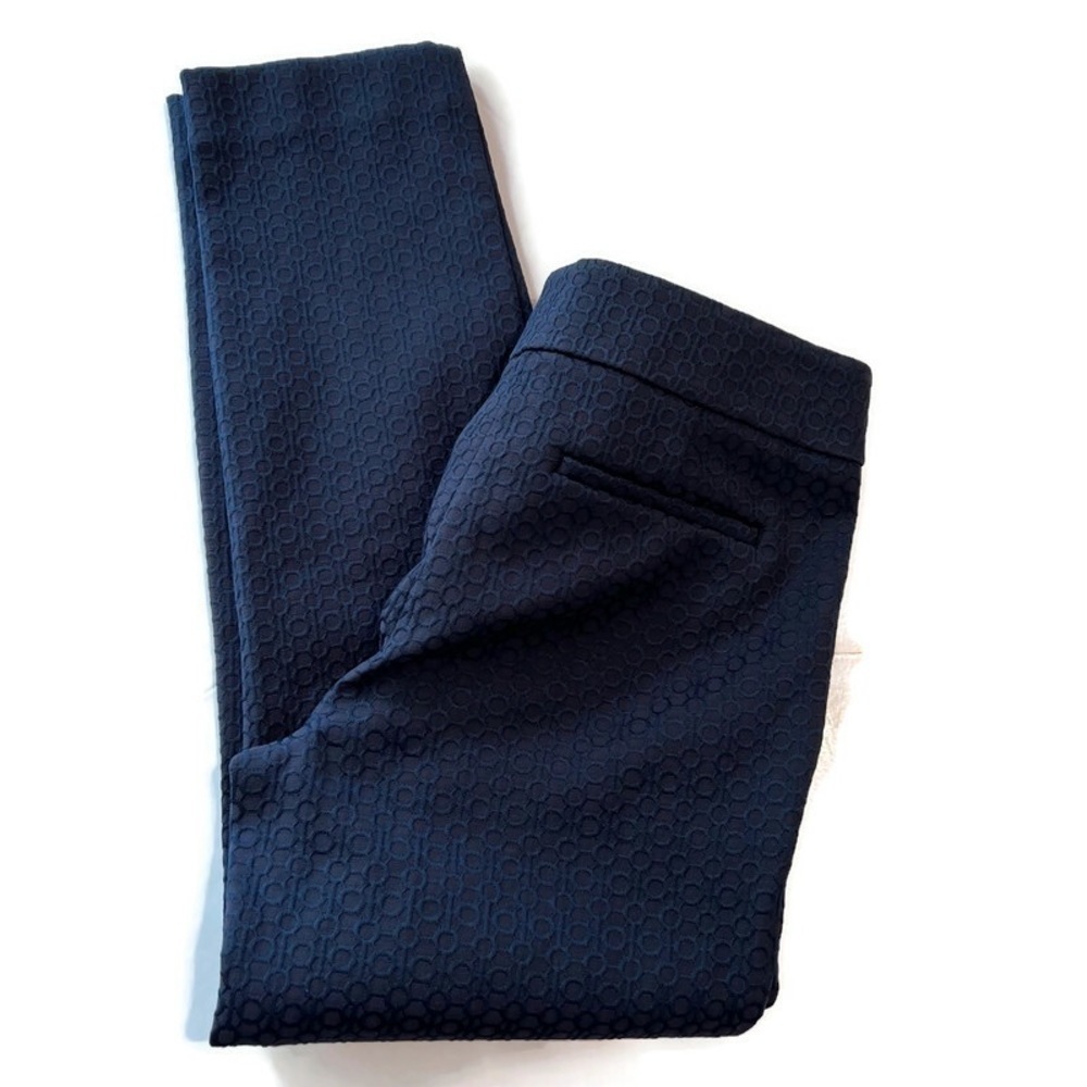 ANN TAYLOR LOFT Petites Navy Textured Marisa Pants Trousers Low Rise Size 0P